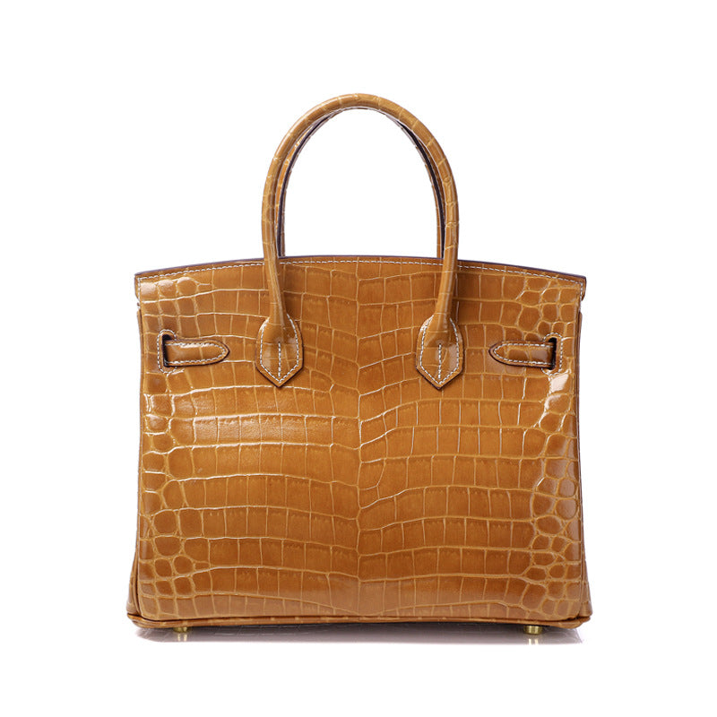 Women's Fashion Crocodile Pattern Genuine Leather Cow Handbags