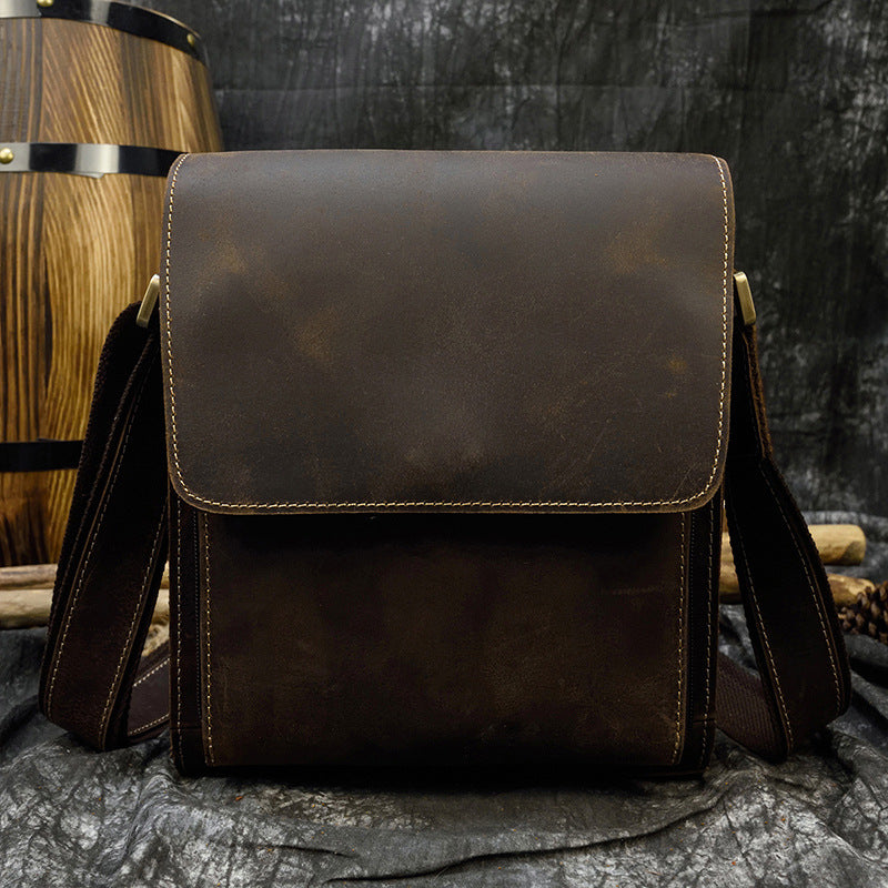 Men's Leather Crazy Horse Vintage First Layer Men's Shoulder Bags