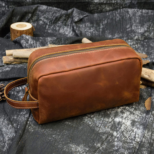Women's & Men's & Plaid Crazy Horse Leather Wash Men's Handbags