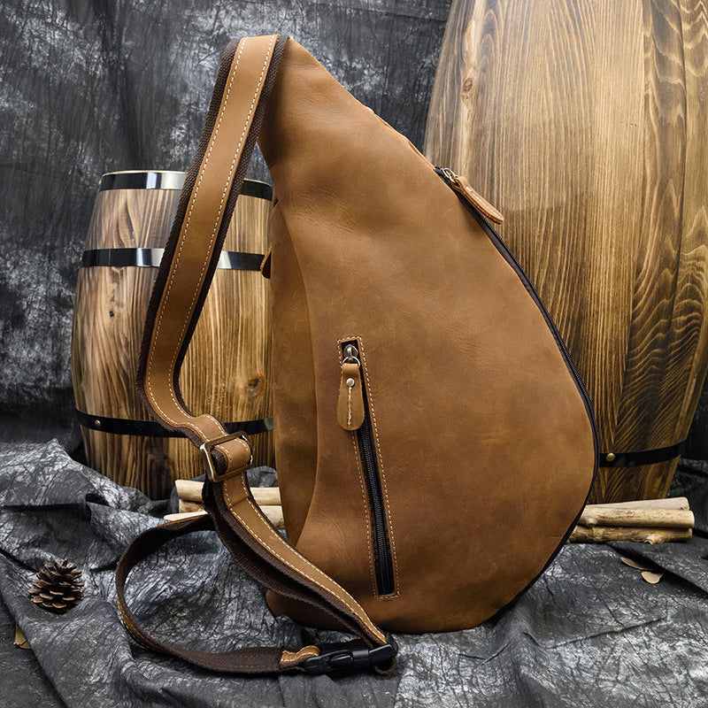Men's Retro Crazy Horse Leather Leisure Outing Men's Messenger Bags