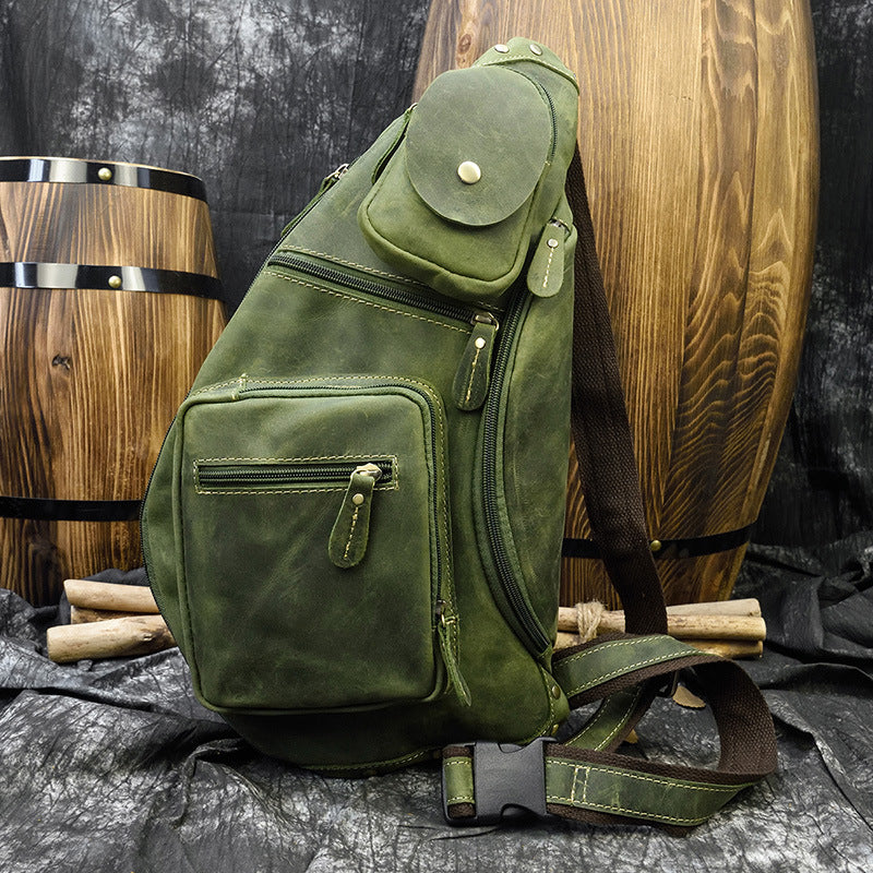 Men's Retro Crazy Horse Leather Leisure Outing Men's Messenger Bags