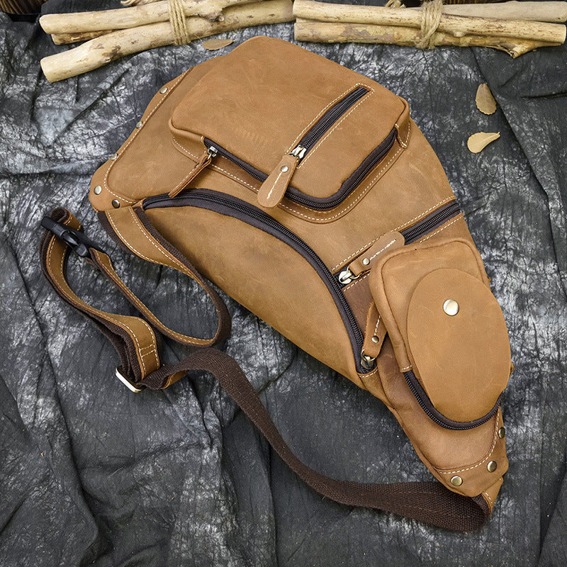 Men's Retro Crazy Horse Leather Leisure Outing Men's Messenger Bags