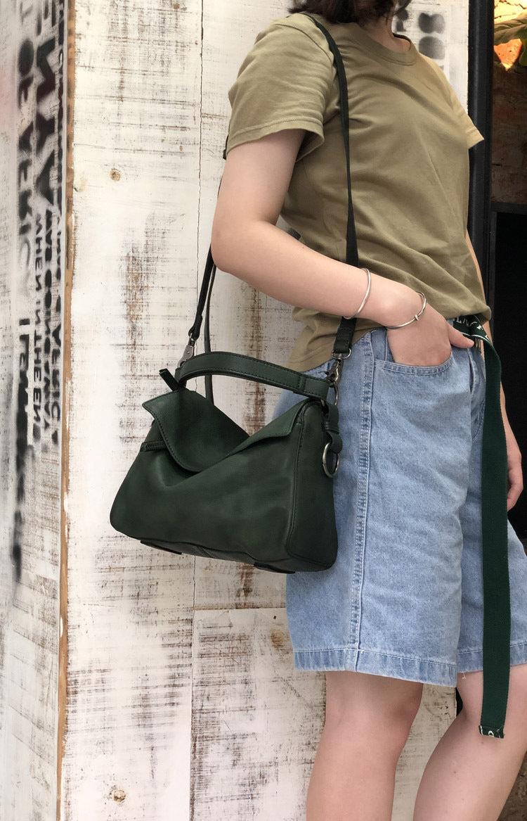 Women's Vegetable Tanned Leather Cowhide Vintage Motorcycle Handbags