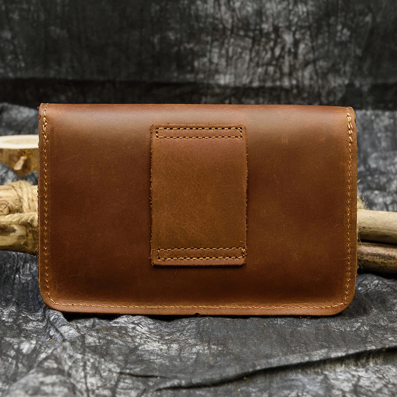 Men's Retro Crazy Horse Leather Cowhide Mobile Men's Waist Packs