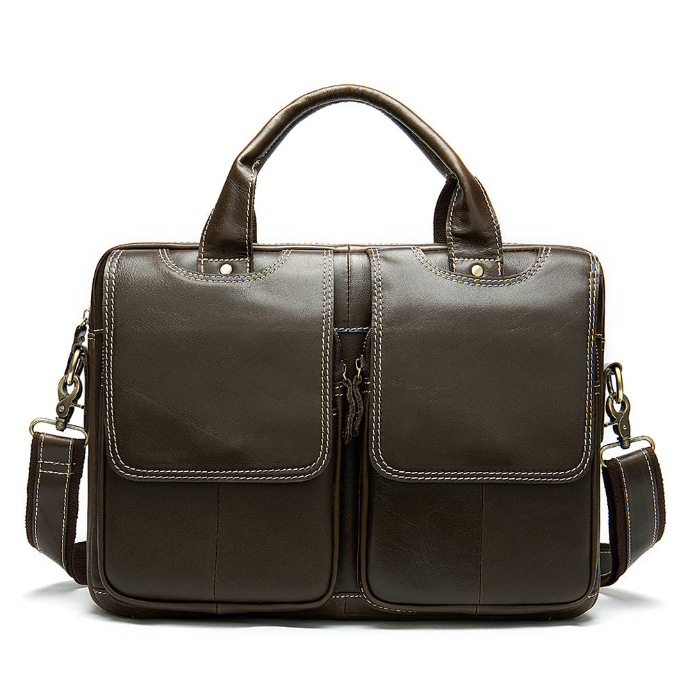 Men's Retro Top Layer Cowhide Leather Portable Bags