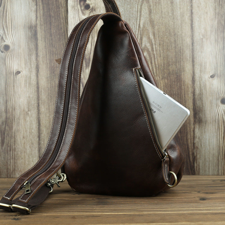 Men's Crazy Horse Vintage First Layer Cowhide Backpacks