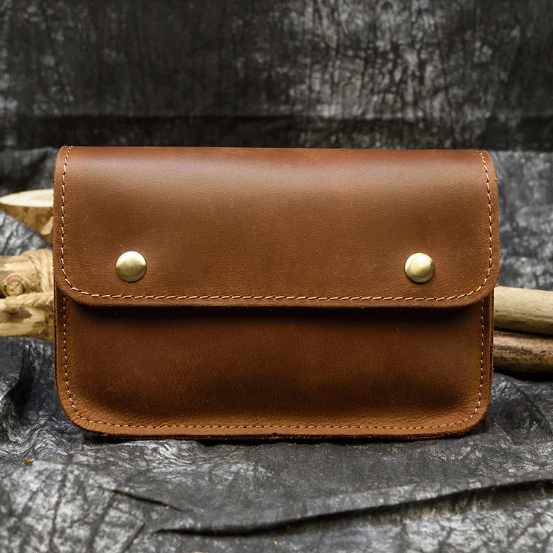 Men's Retro Crazy Horse Leather Cowhide Mobile Men's Waist Packs