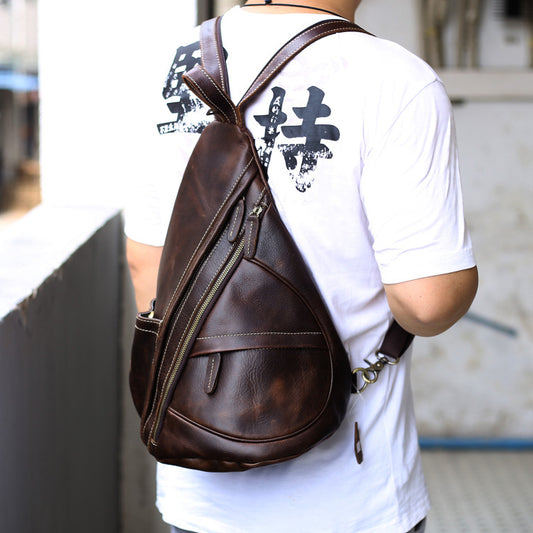 Men's Crazy Horse Vintage First Layer Cowhide Backpacks
