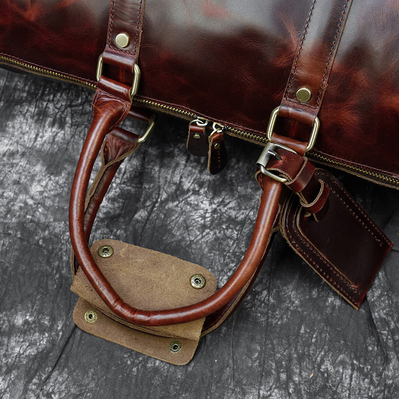 Men's Large Capacity Leather First Layer Cowhide Travel Bags