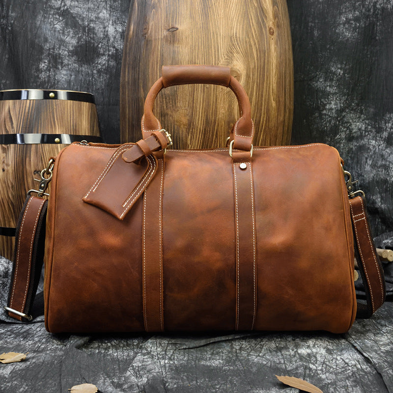 Men's Traveling Crazy Horse Leather Vintage First Bags