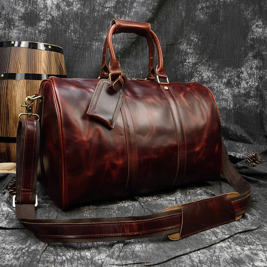 Men's Large Capacity Leather First Layer Cowhide Travel Bags