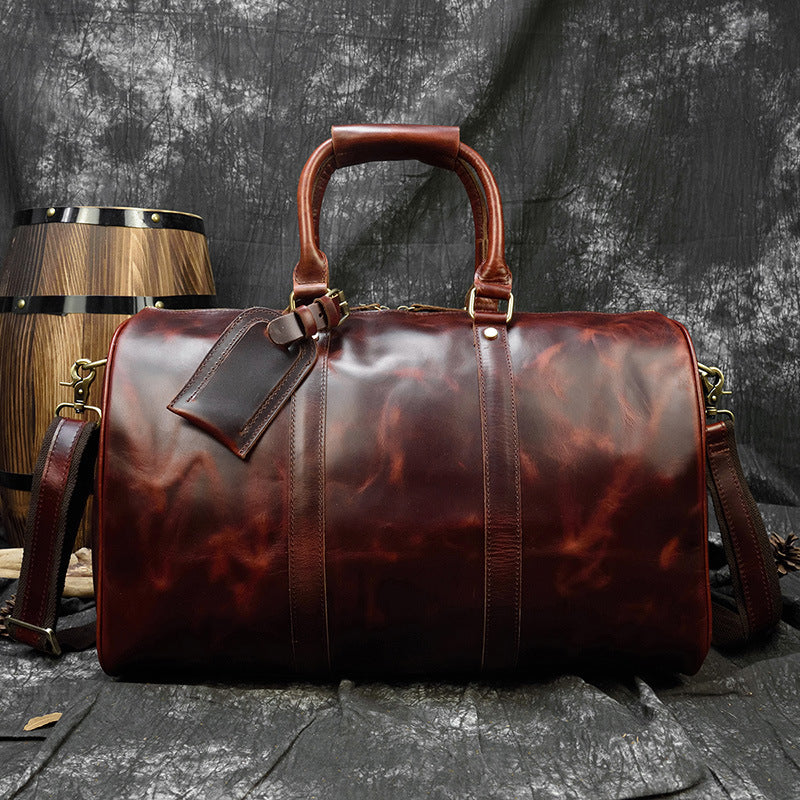 Men's Large Capacity Leather First Layer Cowhide Travel Bags