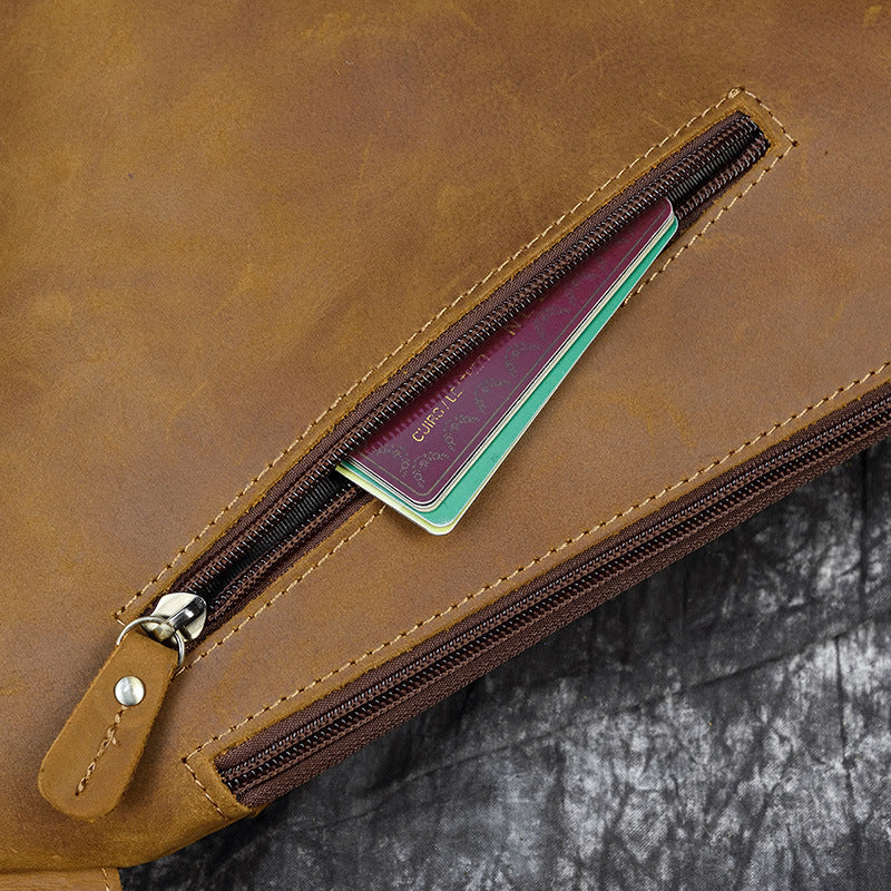 Men's Leather Retro Crazy Horse Top Layer Men's Chest Bags