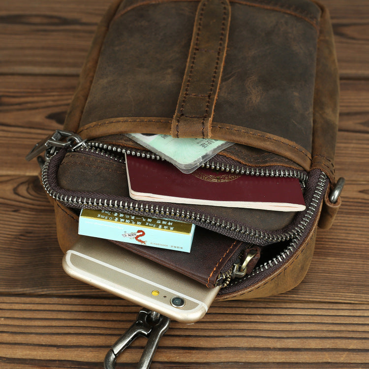 Crazy Horse Leather First Layer Cowhide Men's Waist Packs