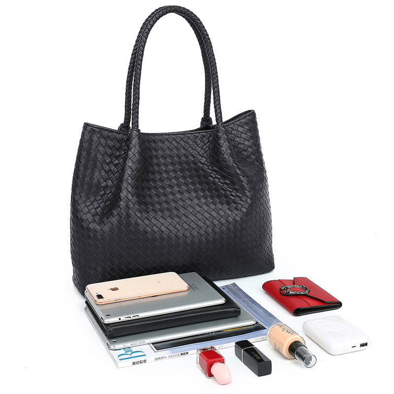 Women's Genuine Leather Trendy Hand-woven Combination Shoulder Bags