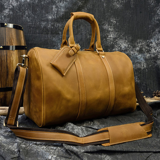 Men's Traveling Crazy Horse Leather Vintage First Bags