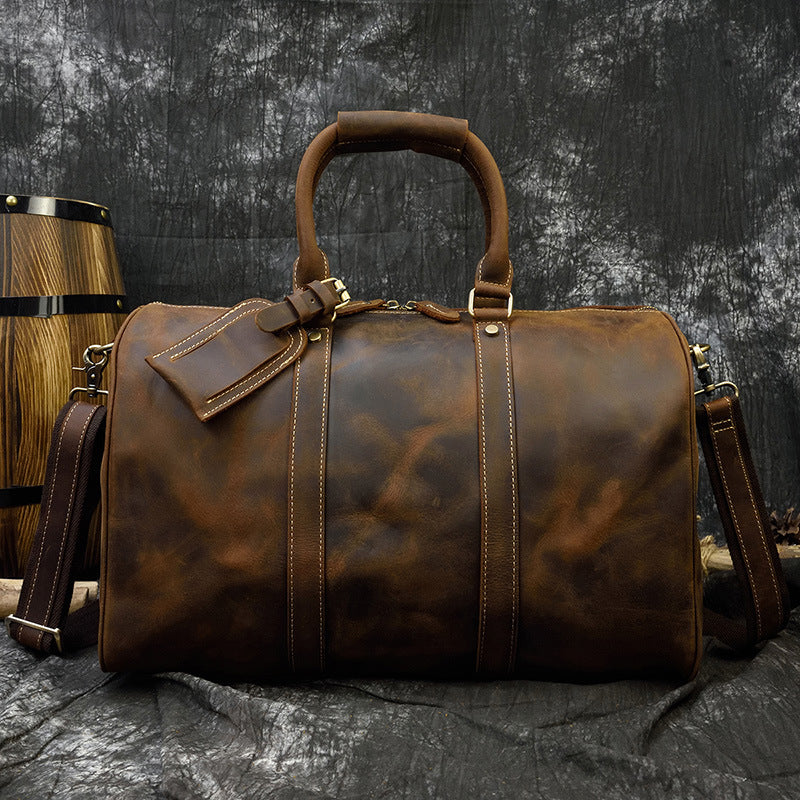 Men's Traveling Crazy Horse Leather Vintage First Bags