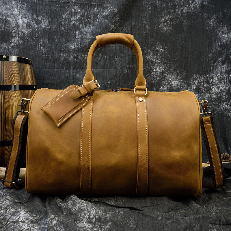 Men's Traveling Crazy Horse Leather Vintage First Bags