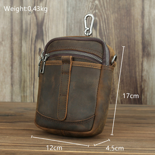 Crazy Horse Leather First Layer Cowhide Men's Waist Packs