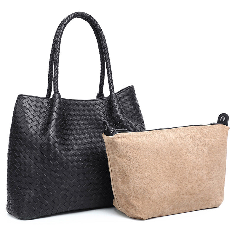 Women's Genuine Leather Trendy Hand-woven Combination Shoulder Bags