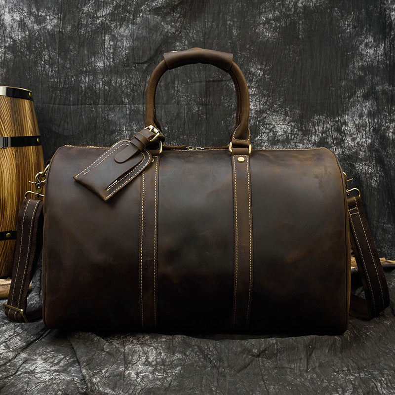 Men's Traveling Crazy Horse Leather Vintage First Bags