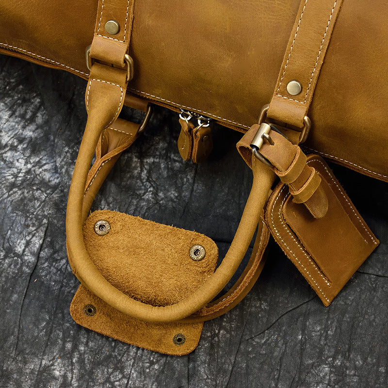 Men's Traveling Crazy Horse Leather Vintage First Bags