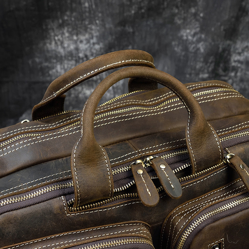 Men's Retro Crazy Horse Leather Multifunctional Commuter Men's Briefcases