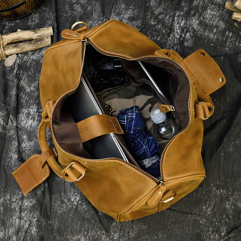 Men's Traveling Crazy Horse Leather Vintage First Bags