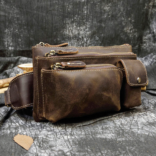 Men's Retro Leather Pocket Crazy Horse Cowhide Bags