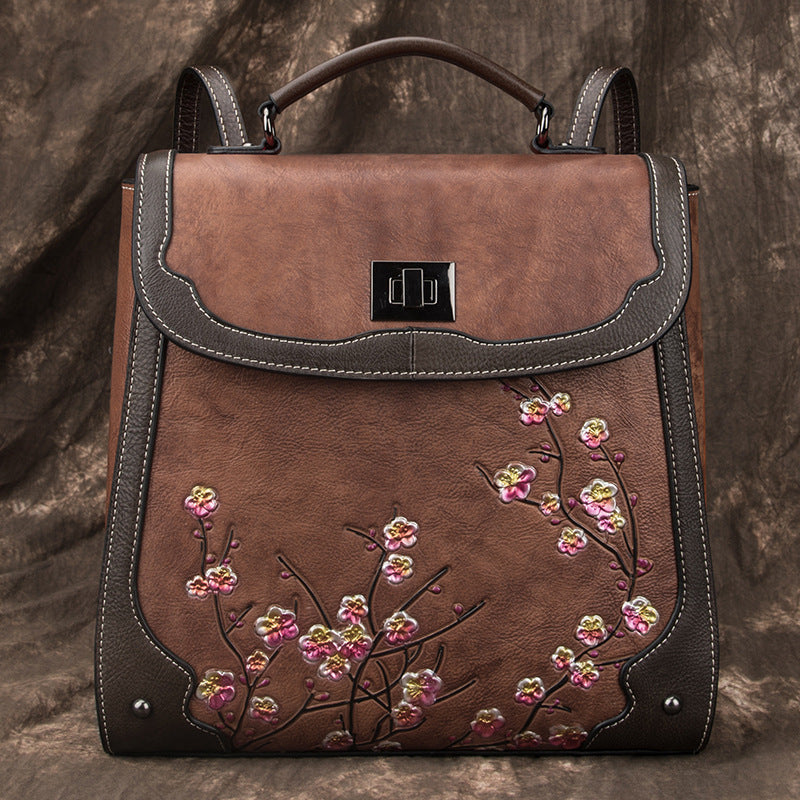 Women's Cowhide Computer Genuine Leather Retro College Backpacks