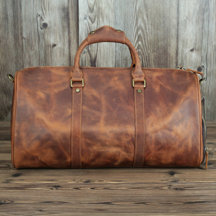 Men's Crazy Horse Leather Traveling Genuine Large Travel Bags