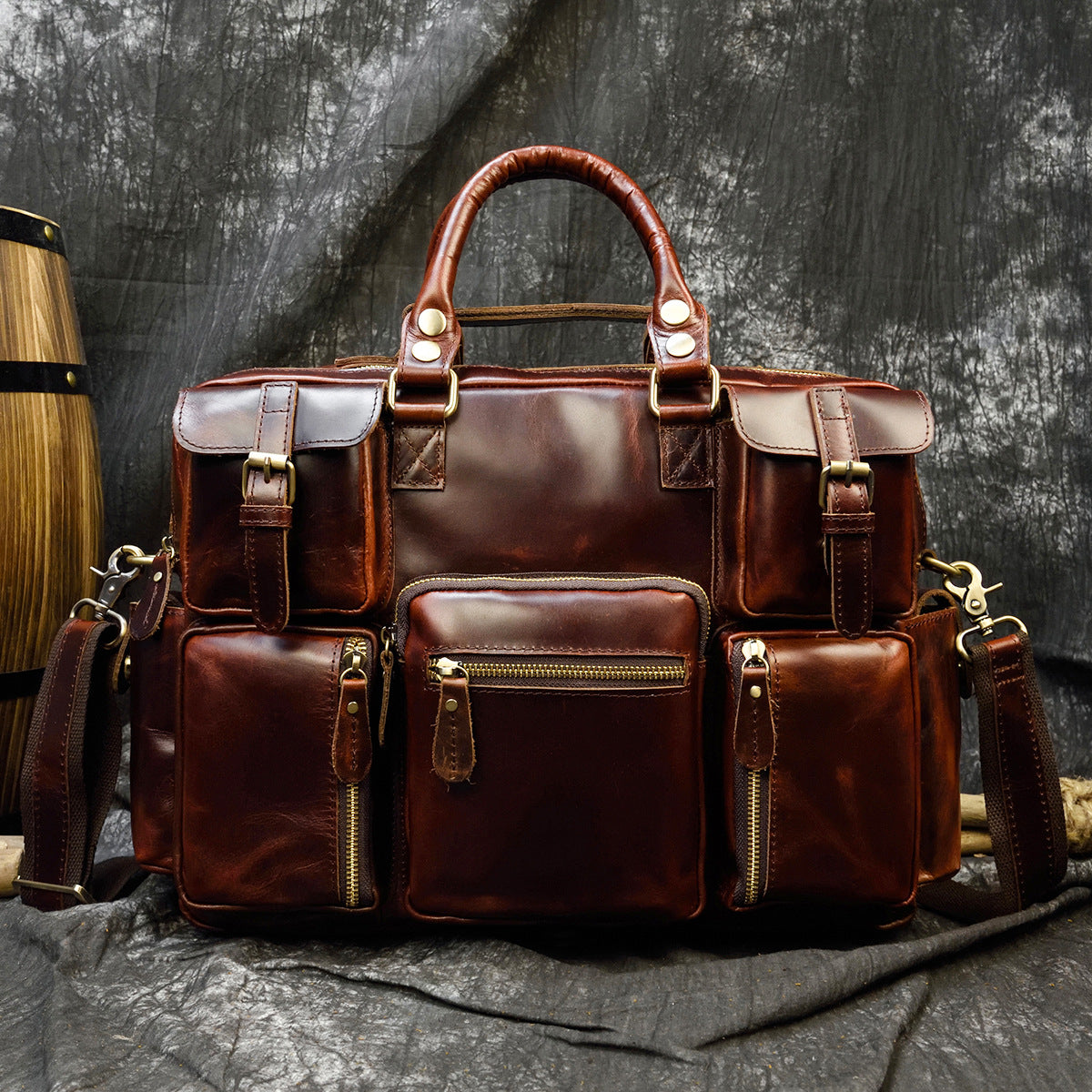 Men's Retro Business First Layer Cowhide Leather Bags