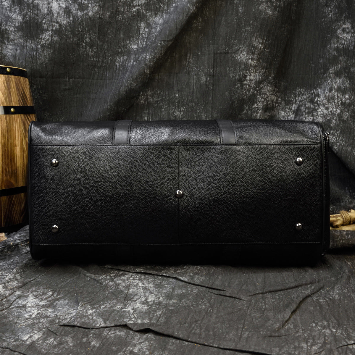 Men's Black Cowhide Large Capacity With Shoe Travel Bags