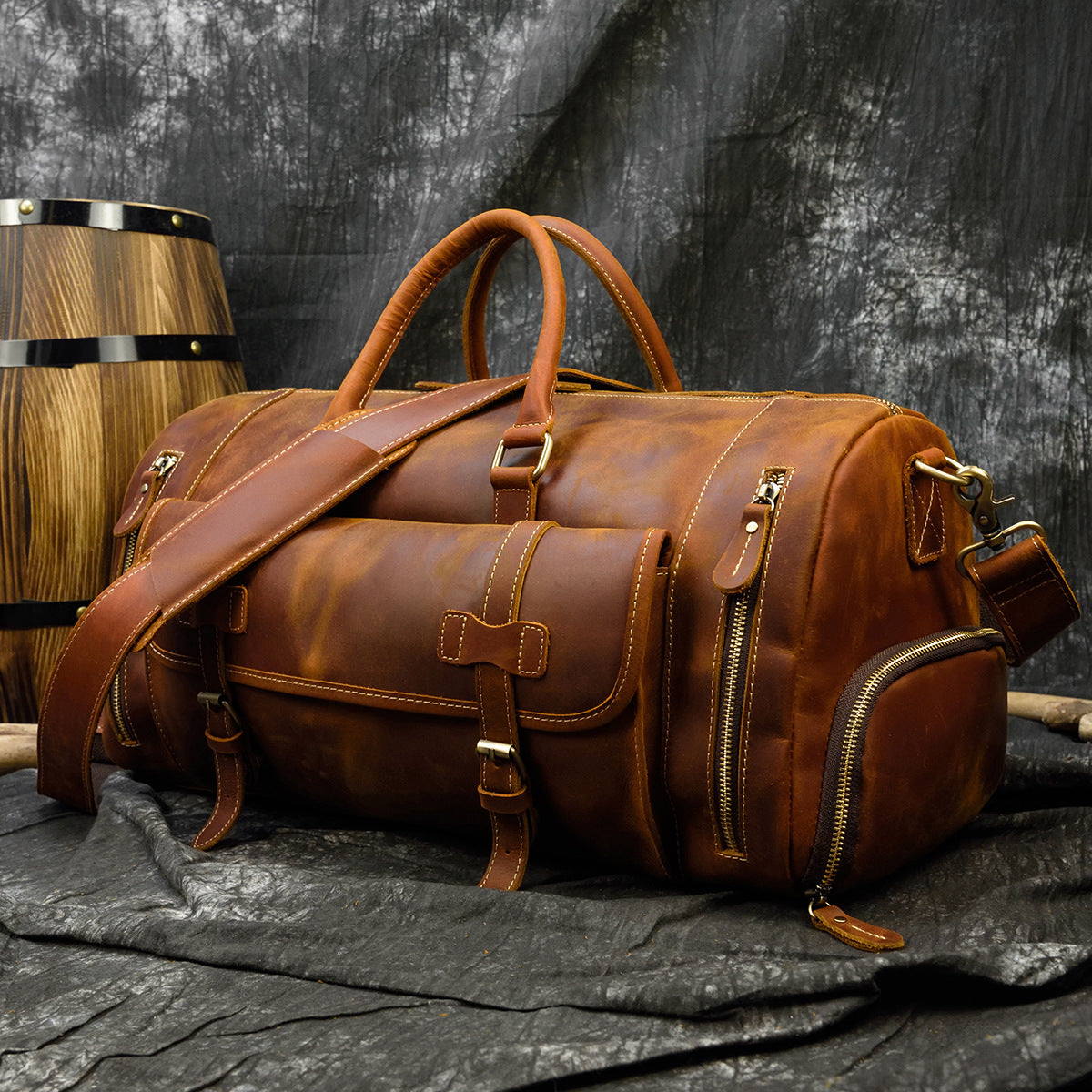 Men's Leather Traveling Large Capacity Cowhide With Travel Bags