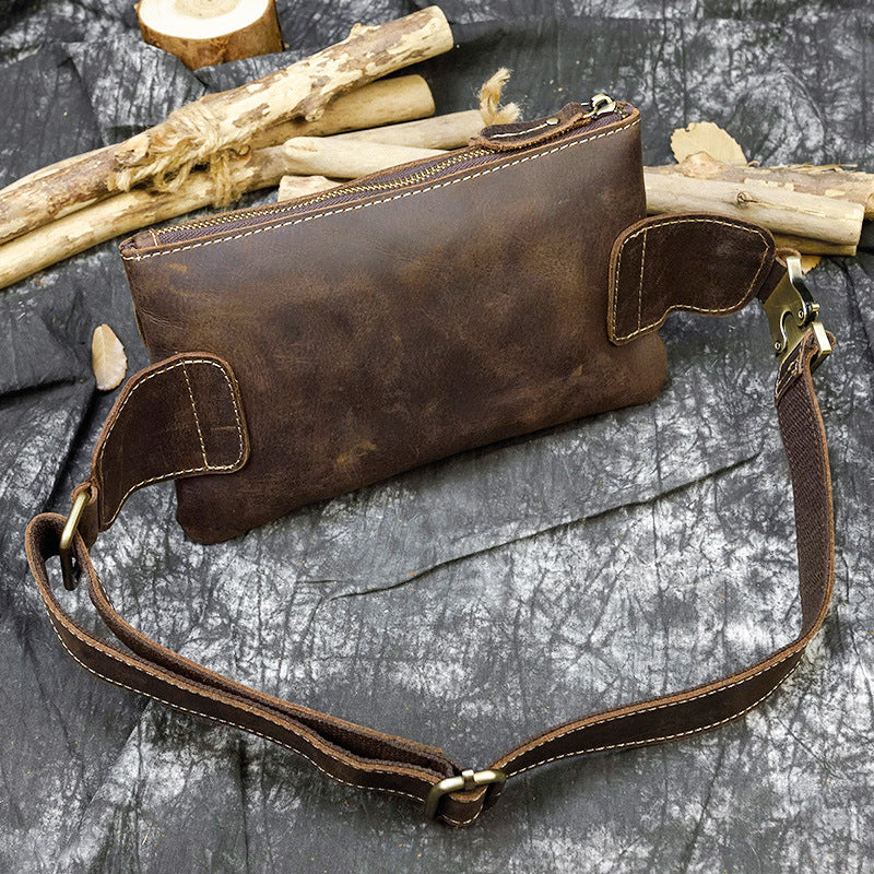 Men's Retro Leather Pocket Crazy Horse Cowhide Bags