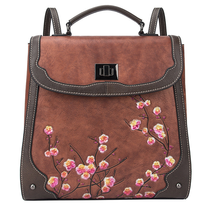 Women's Cowhide Computer Genuine Leather Retro College Backpacks