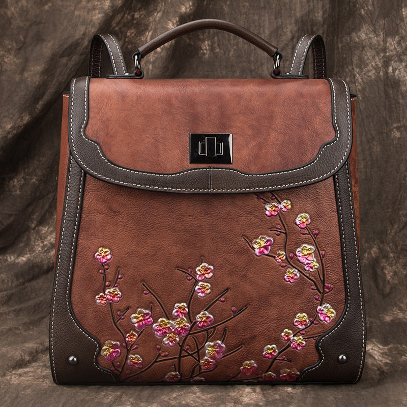 Women's Cowhide Computer Genuine Leather Retro College Backpacks