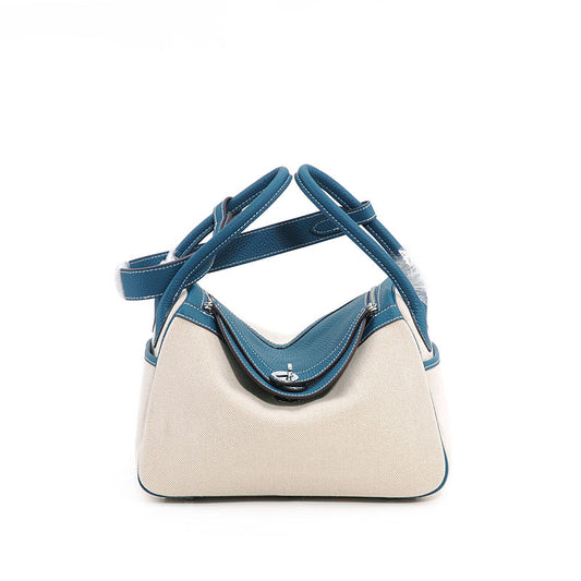 Women's Classic First Layer Cowhide With Linen Shoulder Bags