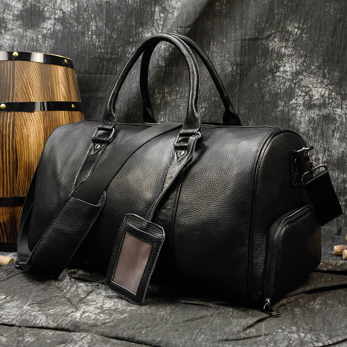 Men's Traveling Waterproof Lining Dry Wet Separation Cowhide With Travel Bags