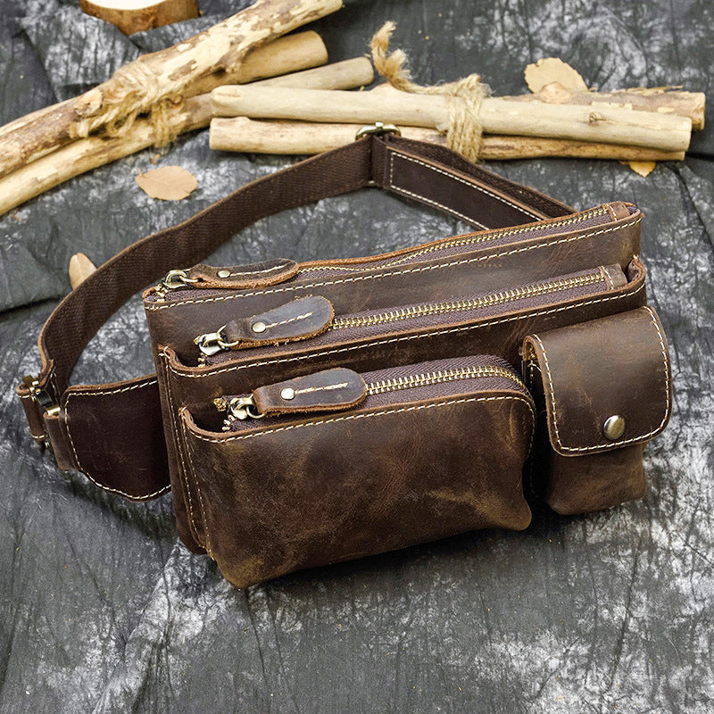 Men's Retro Leather Pocket Crazy Horse Cowhide Bags