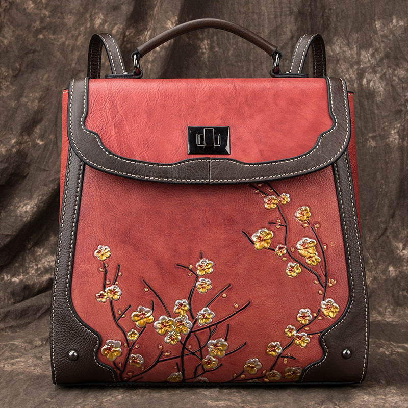 Women's Cowhide Computer Genuine Leather Retro College Backpacks