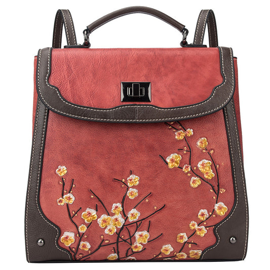 Women's Cowhide Computer Genuine Leather Retro College Backpacks