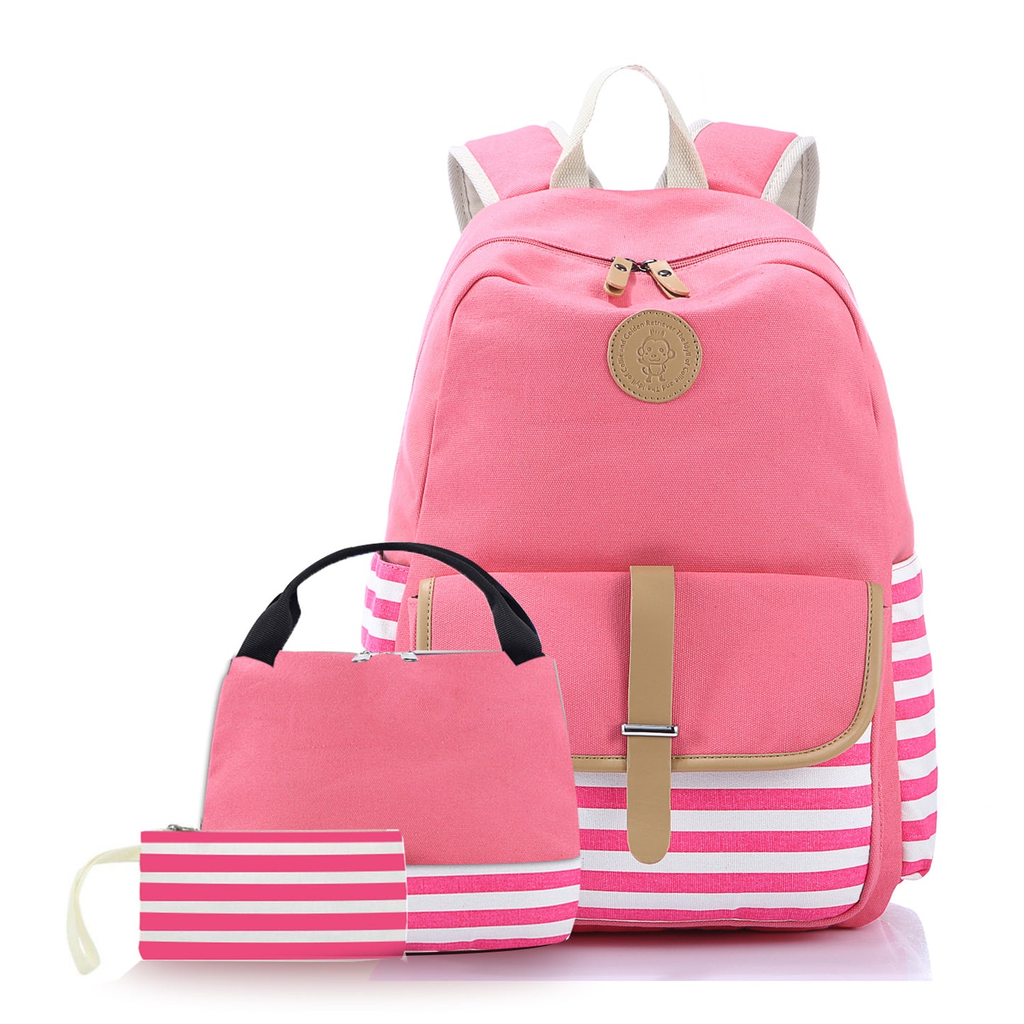 Women's Canvas Three-piece Leisure Thermal Insulated Lunch Backpacks