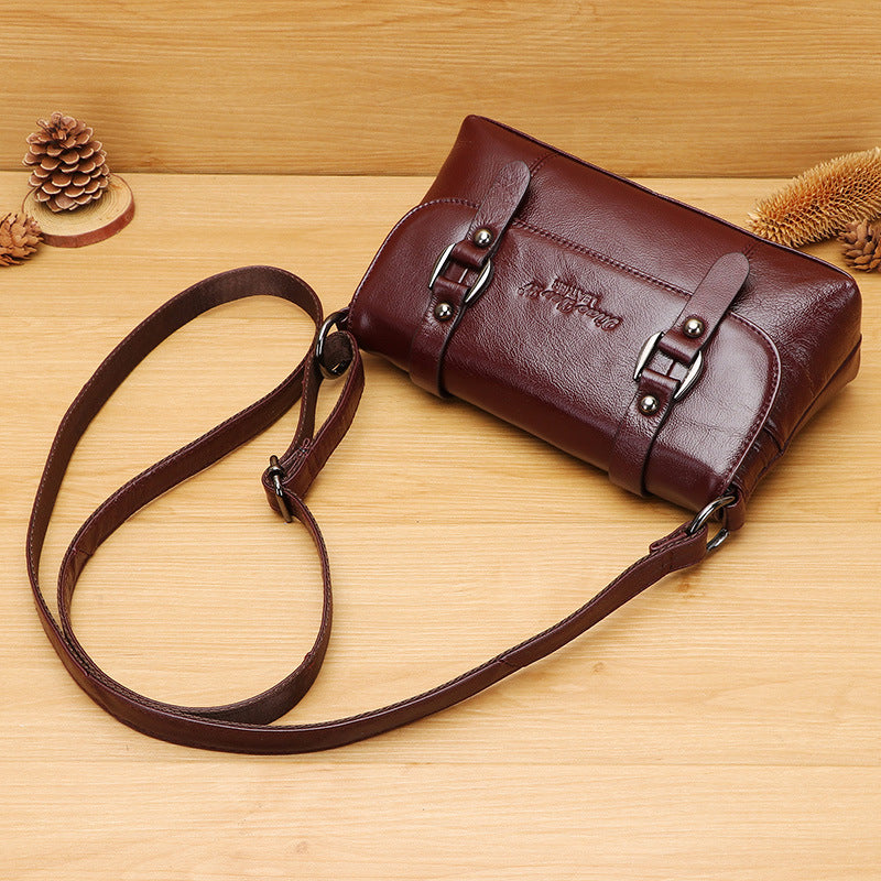 Women's Leather Mini Cowhide Korean Style Mom Crossbody Bags
