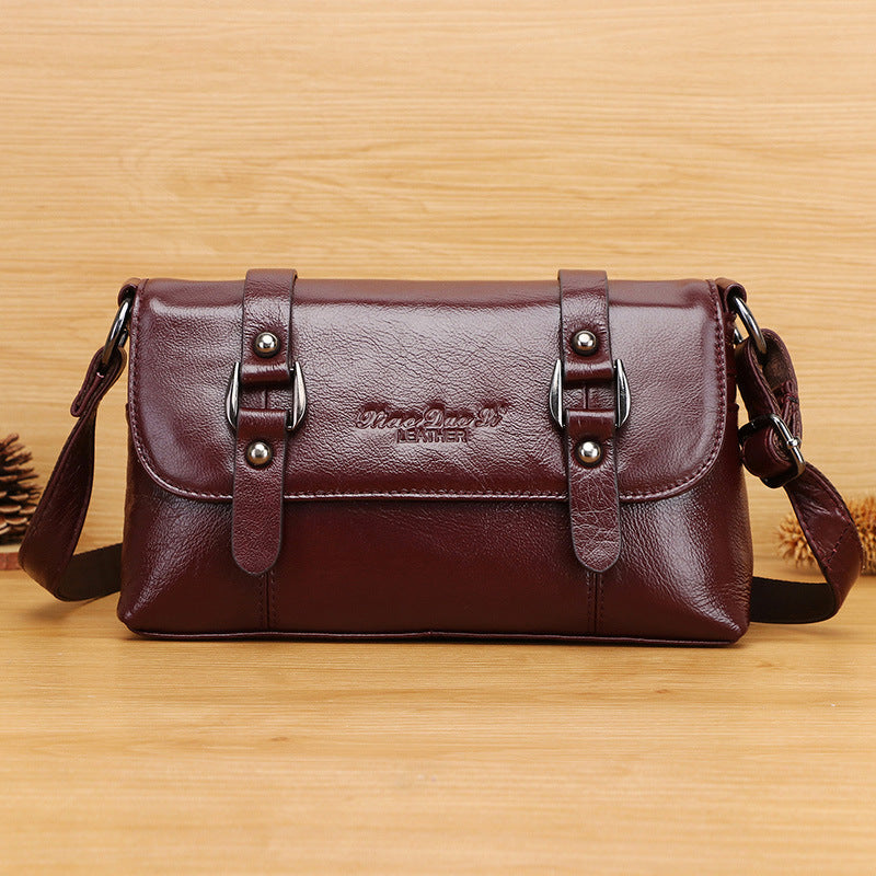 Women's Leather Mini Cowhide Korean Style Mom Crossbody Bags