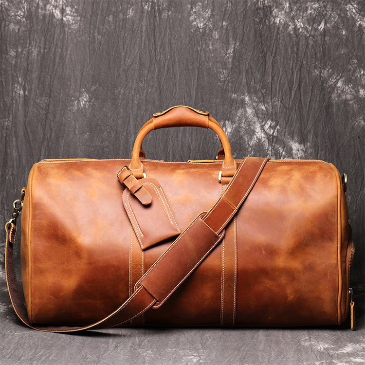 Women's & Men's & Retro Genuine Leather Portable Crazy Travel Bags