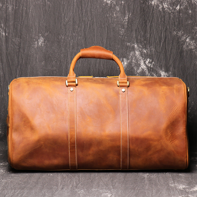 Women's & Men's & Retro Genuine Leather Portable Crazy Travel Bags