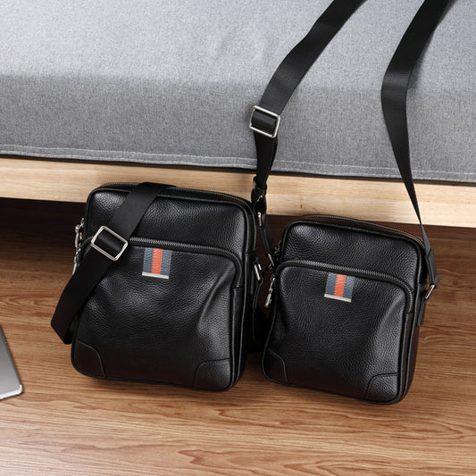 Men's Leather Vertical First Layer Cowhide Large Capacity Men's Shoulder Bags