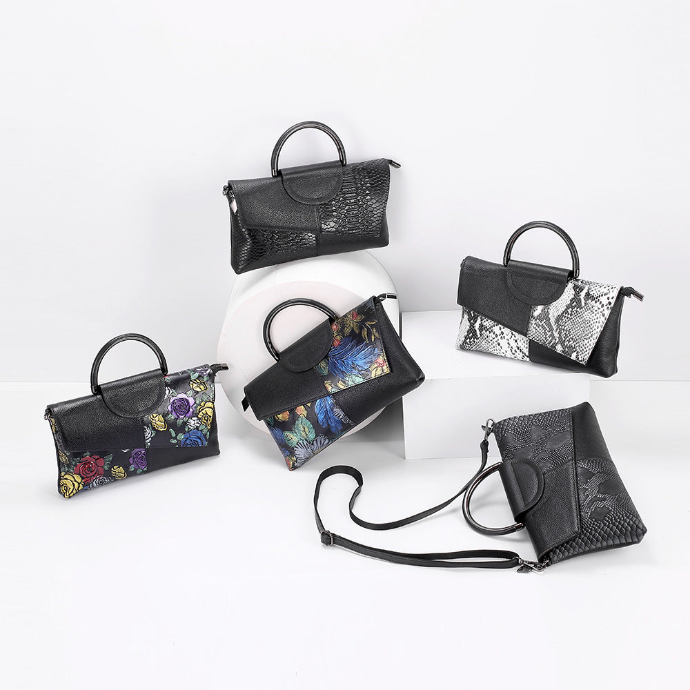 Women's Pattern Genuine Leather Soft Cattlehide Fashion Handbags