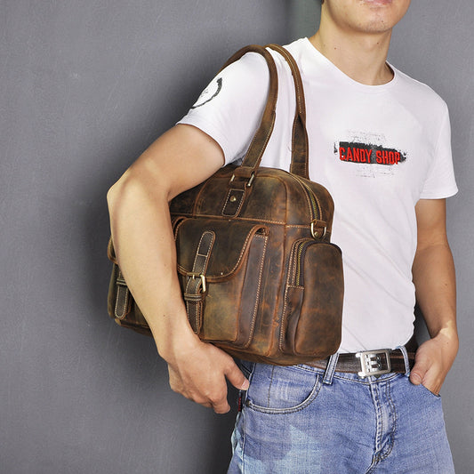 Men's Layer Crazy Horse Skin Cowhide Retro Travel Bags